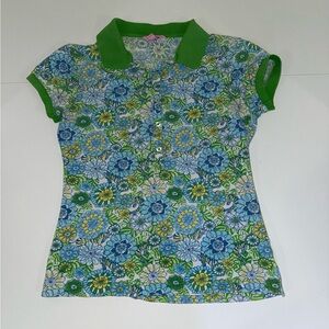 Lilly Pulitzer Green Duval Notch Neck Linen Polo